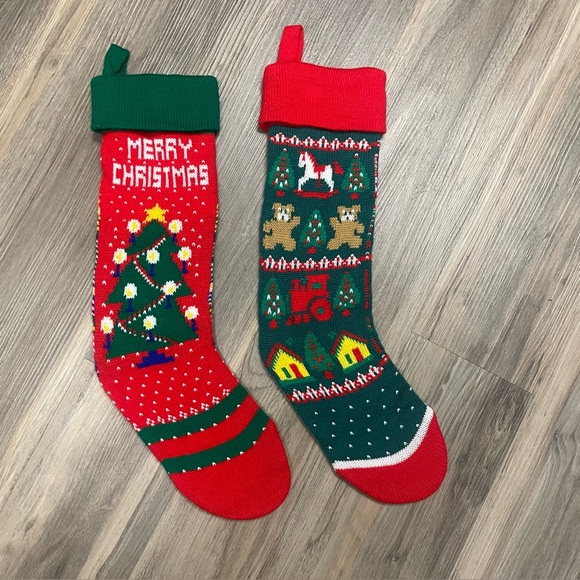 Set of 2 Hallmark Christmas Knit Stockings - Picture 1 of 4